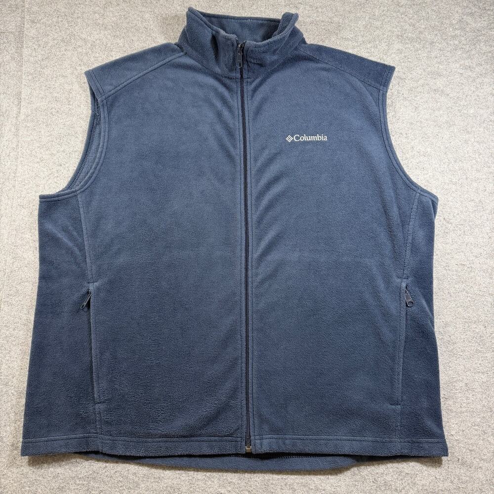 Columbia Steens Mountain Fleece Vest Mens XXL Navy Full Zip Outdoor Hiking